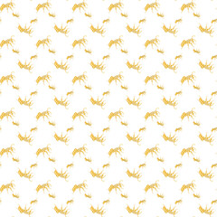 Seamless Yellow Scorpion Pattern on White Background for Decorative Use