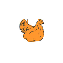 Hand drawn abstract vector graphic illustration collection with cute, stylized domestic animals rooster and hen character.Trendy modern farm design concept.Vector line farm animal symbol. animal icons
