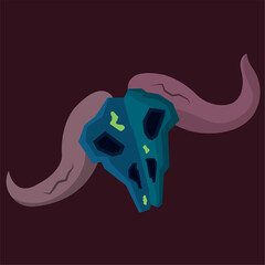 Demonic skull with large twisted horns Vector