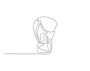 Boxing glove outline drawing illustration. Continuous line draw of sport equipment vector
