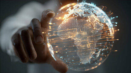 Global connectivity concept represented by a digital earth in a human hand