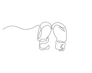 Boxing glove outline drawing illustration. Continuous line draw of sport equipment vector