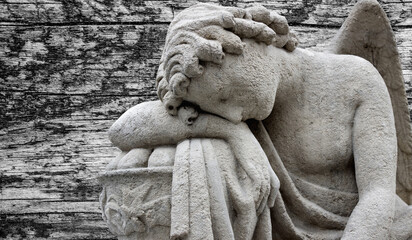 Beautiful angel with big wings. Guardian Angel. Angel savior	
