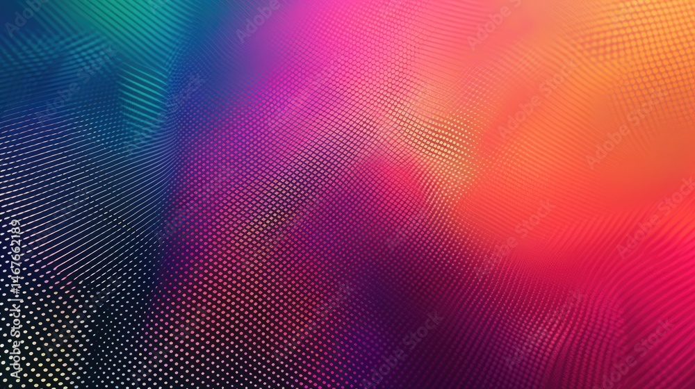 Poster 3d abstract mesh fabric with pink and blue waves. textured and fluid design. background image of red