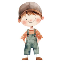watercolor illustration of boy Forester clipart isolated