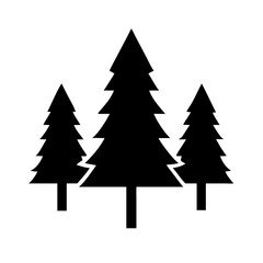 pine trees group silhouette on transparent background for web and graphic design