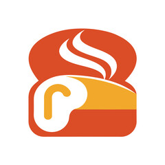 Abstract Bread Slice with Steam Logo for Bakery