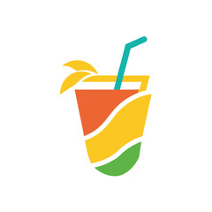 Abstract Juice Glass Icon Logo for Smoothie or Juice Bar