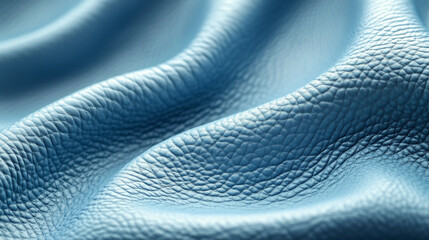Grainy light blue leather texture background in a wide banner format. Symbolizes elegance, durability, and modern craftsmanship in a clean, tactile surface ideal for design and branding visuals.

