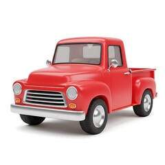 3D Red Vintage Pickup Truck