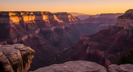 Majestic Sunset Over Grand Canyon with Vibrant Color Palette