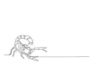 Scorpion - insect animal single outline illustration. Continuous line art drawing of scorpion. Editable stroke.