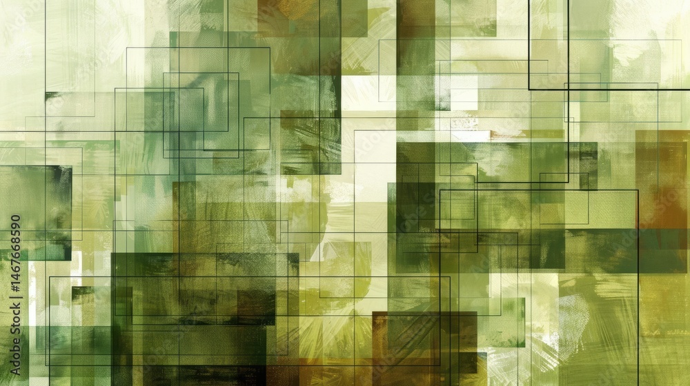 Poster the abstract picture of the green square repetitive pattern polygon geometry in the background, geom