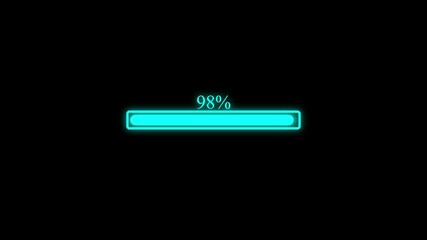 Loading bar, waiting loading bar animation, software update icon on black background. 98% Bar Chart Animation percentage diagrams modern animation. HUD call out elements with loading bar 98%. Radar