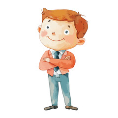 watercolor illustration of boy Manager clipart isolated