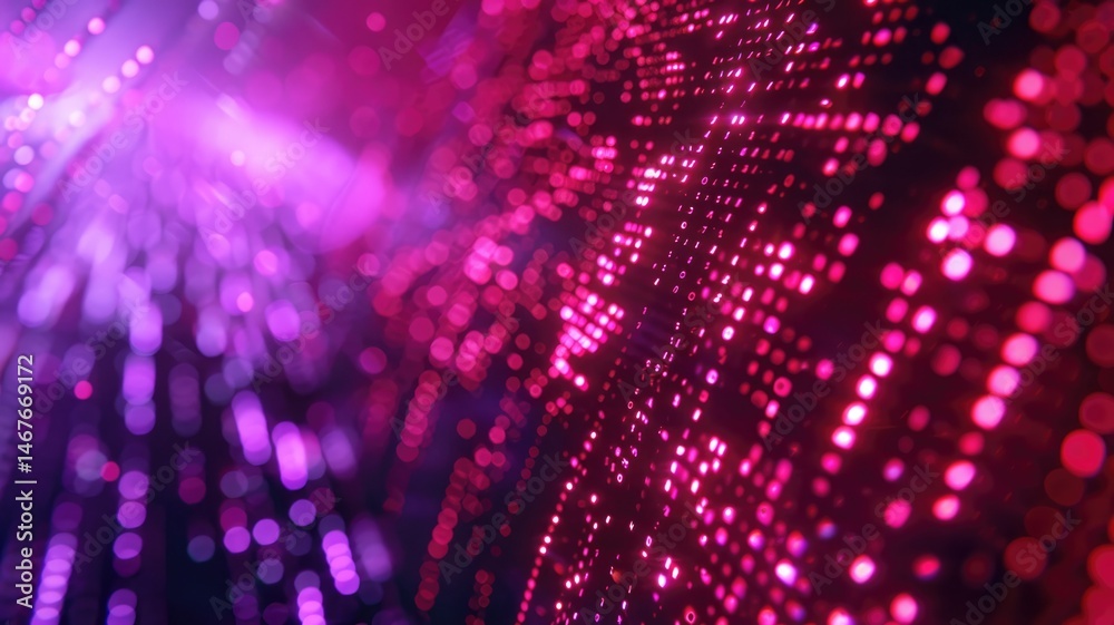Poster abstract picture micro light sparkling particle represent data flow vivid flowing wave with high tec