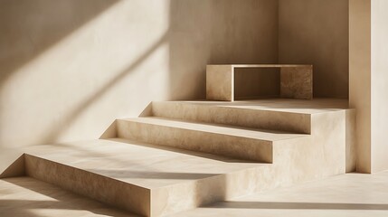 Minimalist Steps Display, Beige Studio