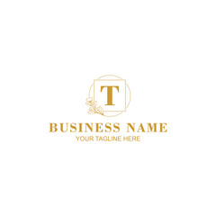 letter t logo design for salon or beauty care with creative illustration