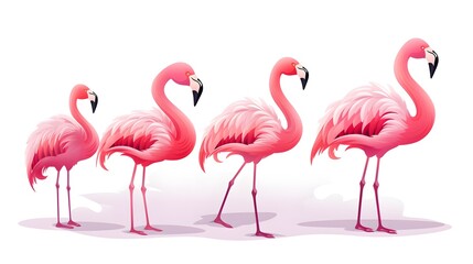 Obraz premium Colorful Pink Flamingos Cartoon Vector Illustration for Creative Design Projects