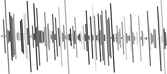 Abstract pattern of diagonal black lines on a clean white background. The lines should vary in length and angle, creating a dynamic and chaotic composition.