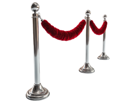 Event setup with red carpet barriers event venue formal isolated on transparent background