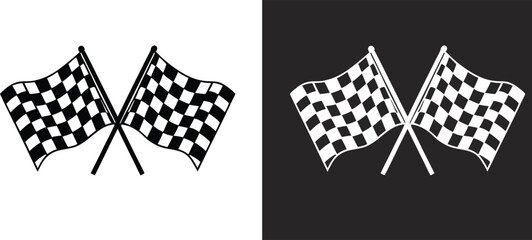two crossed checkered flags silhouette, Checkered race flags vector, Racing finish line flags vector art, Finish line flags vector illustration