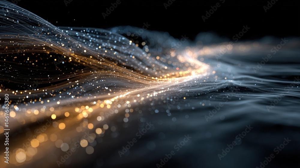 Poster abstract flowing lights and particles create a mesmerizing visual effect.