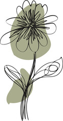Elegant Line Art Floral Design with Delicate Blooms and Leaves Perfect for Invitations Branding and Decoration