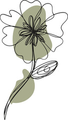 Elegant Floral Line Art Design with Delicate Flowers and Leaves