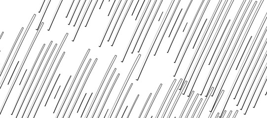 Abstract pattern of diagonal black lines on a clean white background. The lines should vary in length and angle, creating a dynamic and chaotic composition.