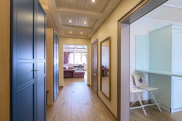 standard room interior apartment. room doors, renovation corridor lobby entrance hall