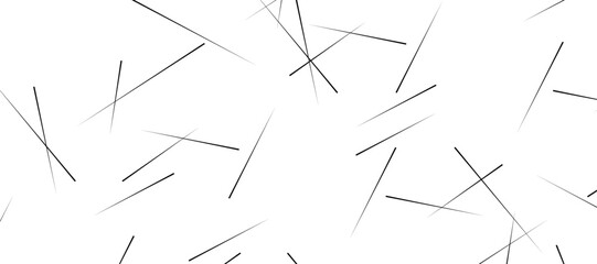 Abstract pattern of diagonal black lines on a clean white background. The lines should vary in length and angle, creating a dynamic and chaotic composition.