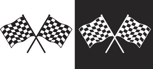 two crossed checkered flags silhouette, Checkered race flags vector, Racing finish line flags vector art, Finish line flags vector illustration