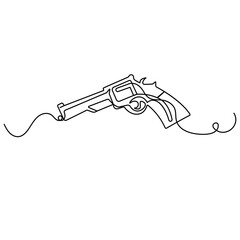 Gun icon  continuous one line drawing  outline vector illustration