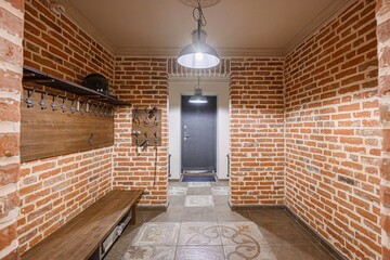 standard room interior apartment. room doors, renovation corridor lobby entrance hall