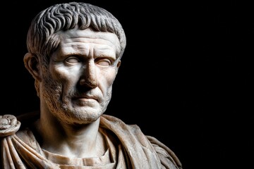 Marble bust of a stoic figure showcasing intricate details in expression
