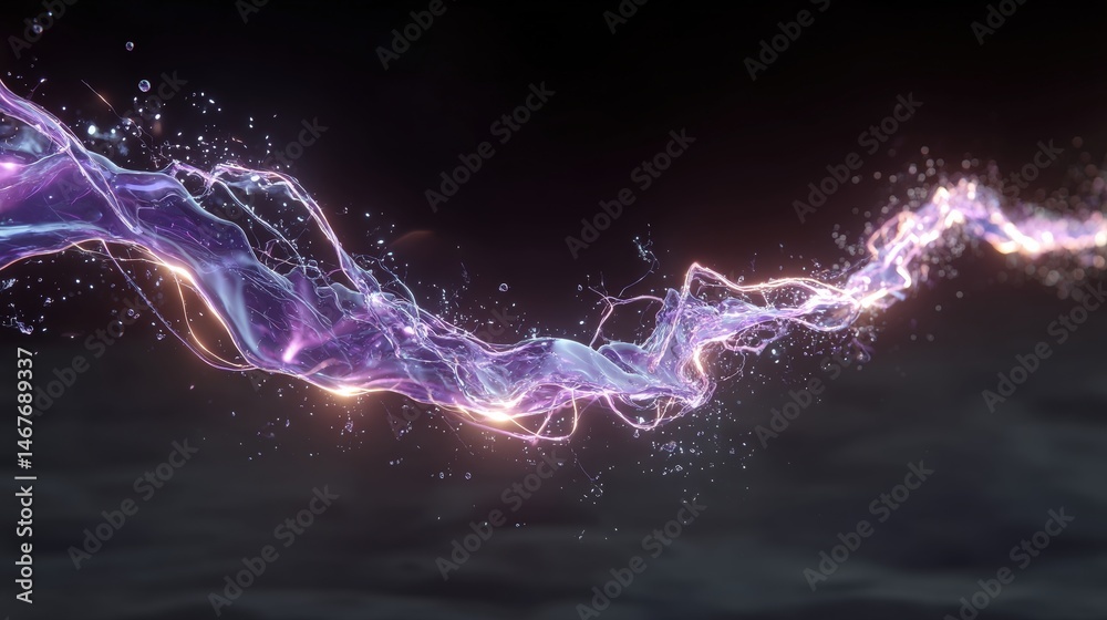 Poster abstract light streaks creating a dynamic and energetic visual effect on a dark background.