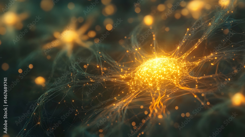 Poster neural network visualization: abstract representation of brain activity connections