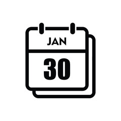calender icon, 30 january icon with white background