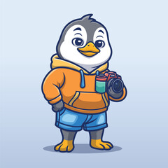 Penguin Photographer Cute Travel Character