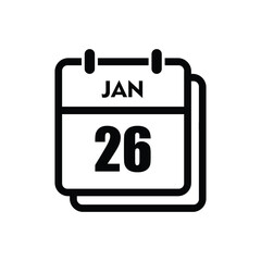 calender icon, 26 january icon with white background