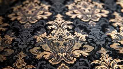 Luxurious black and gold damask pattern