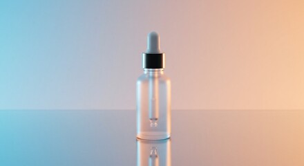 Elegant Dropper Bottle Mockup Clear Glass Container with Black Cap, Perfect for Essential Oils, Serums, or Cosmetics