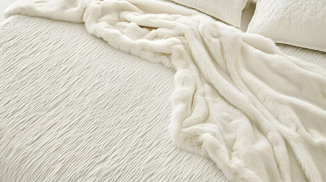 Soft white blanket texture closeup
