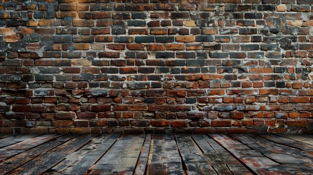The close up picture of the old damaged wall from the brick into pattern for durability, A brick wall is a wall constructed using small bricks blocks typically made of fired or sun-dried clay. AIG51.