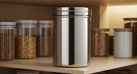 Sleek Stainless Steel Food Storage Container for Organized Pantry