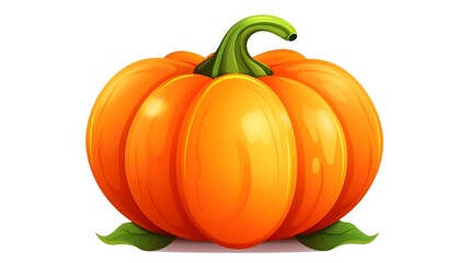 Halloween Pumpkin Icon Vector: Autumn Symbol in Flat Design Style