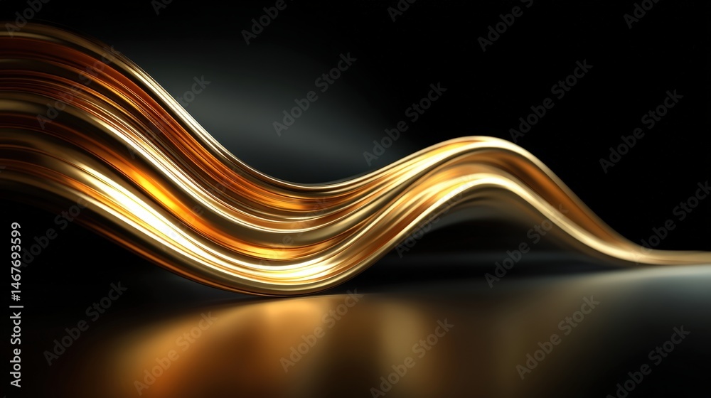 Poster shimmering abstract light waves in a dark background create a dynamic visual effect.