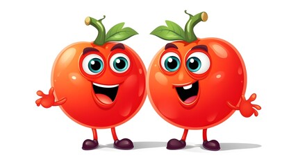 Cheerful Tomato Cartoon Character Waving Hello - Vector Illustration for Marketing