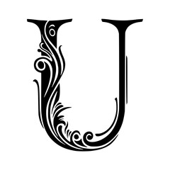 Elegant Black Letter U Initial Design